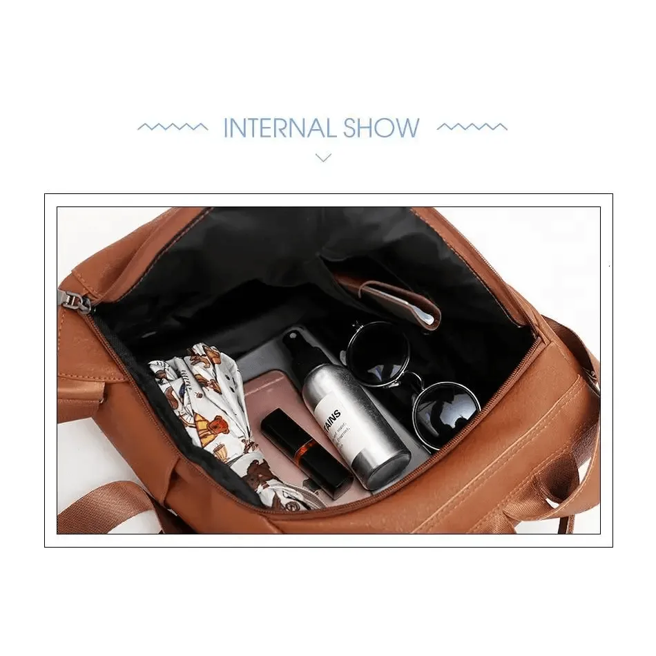 Sizzling Anti-Theft Vintage Style Leather Backpacks for Teenager Girls And Women School Bagpack For Females Travel Bags