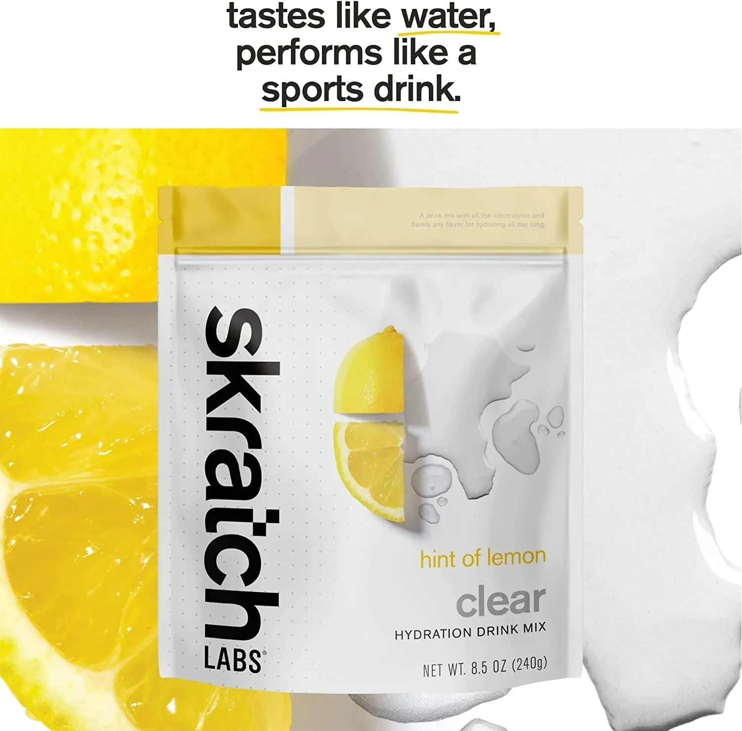 Skratch Labs Clear Hydration Drink Mix, Lemon (8.5 oz, 16 Servings) - Unflavored Electrolyte powder for Exercise, Endurance and Performance- Essential Electrolytes for Energy and Rapid Recovery- Non-GMO