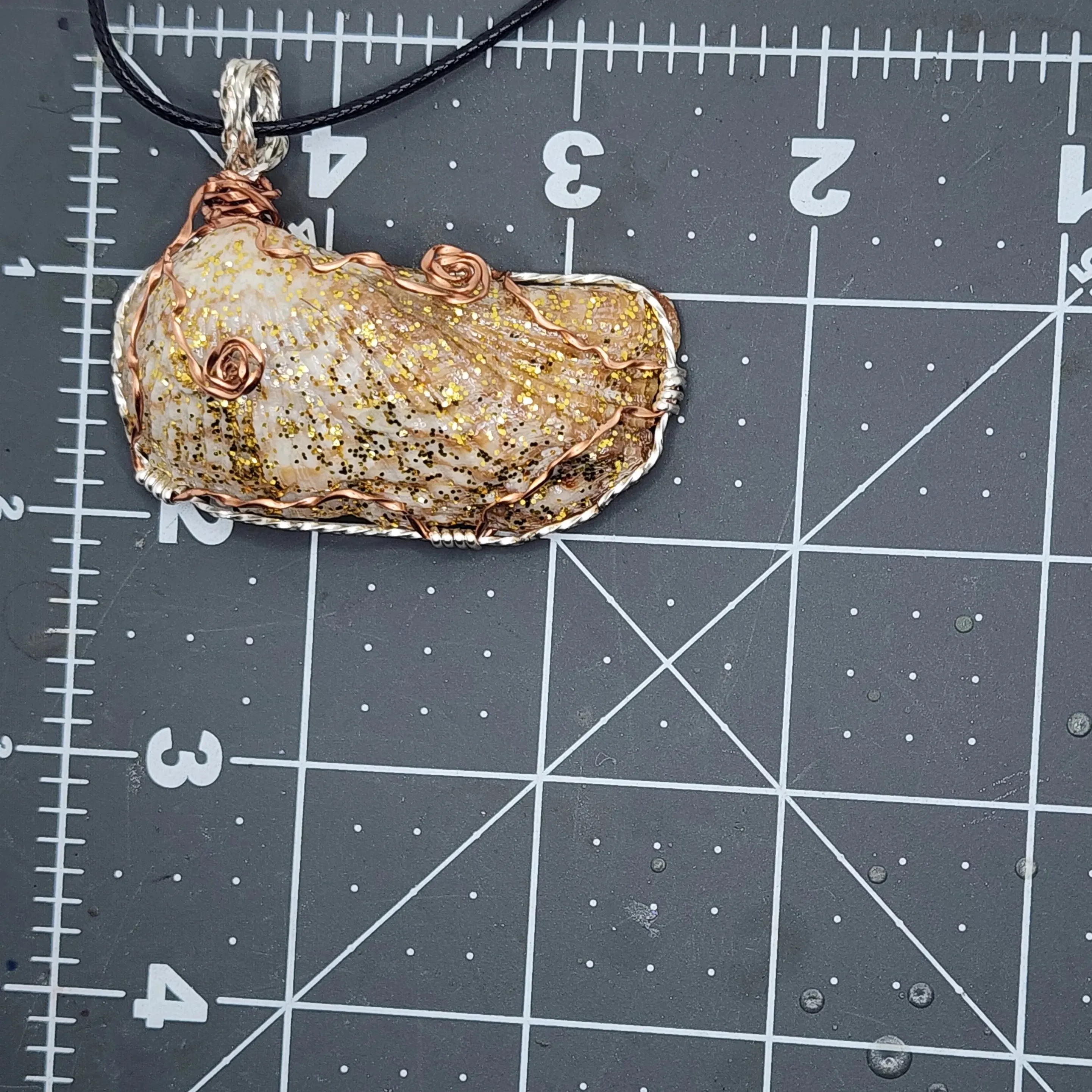 Sparkling Angel Wing Pendant with Copper and Silver Wire Wrap – Handmade Beach Jewelry