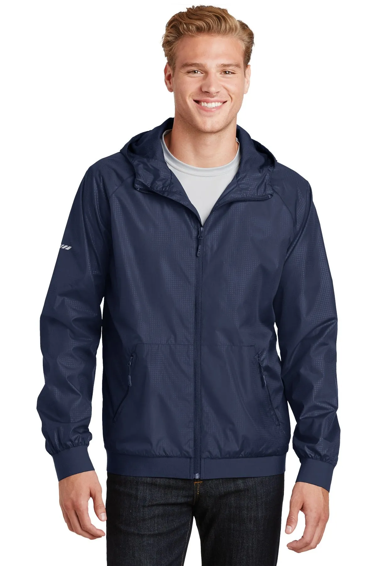 Sport-Tek¨ Embossed Hooded Wind Jacket. JST53