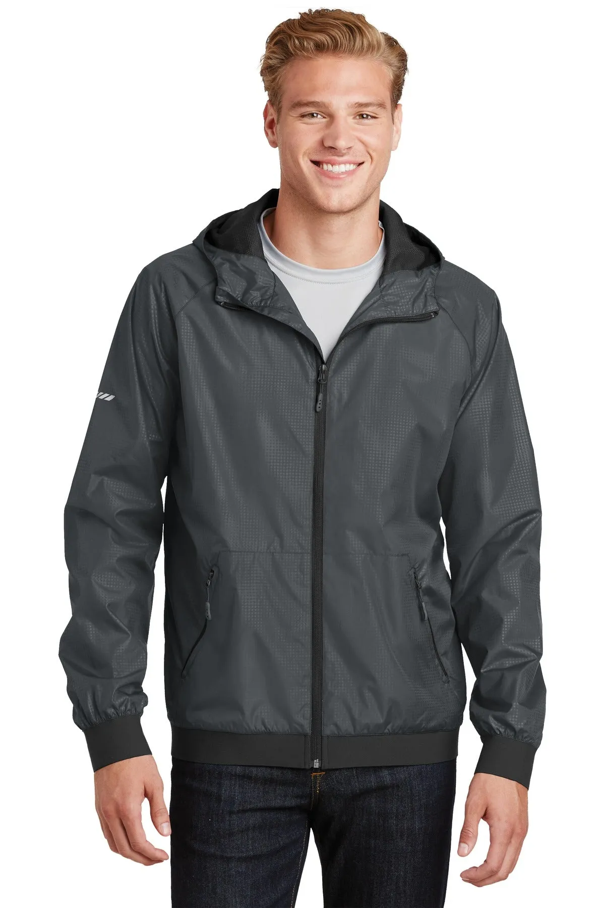 Sport-Tek¨ Embossed Hooded Wind Jacket. JST53