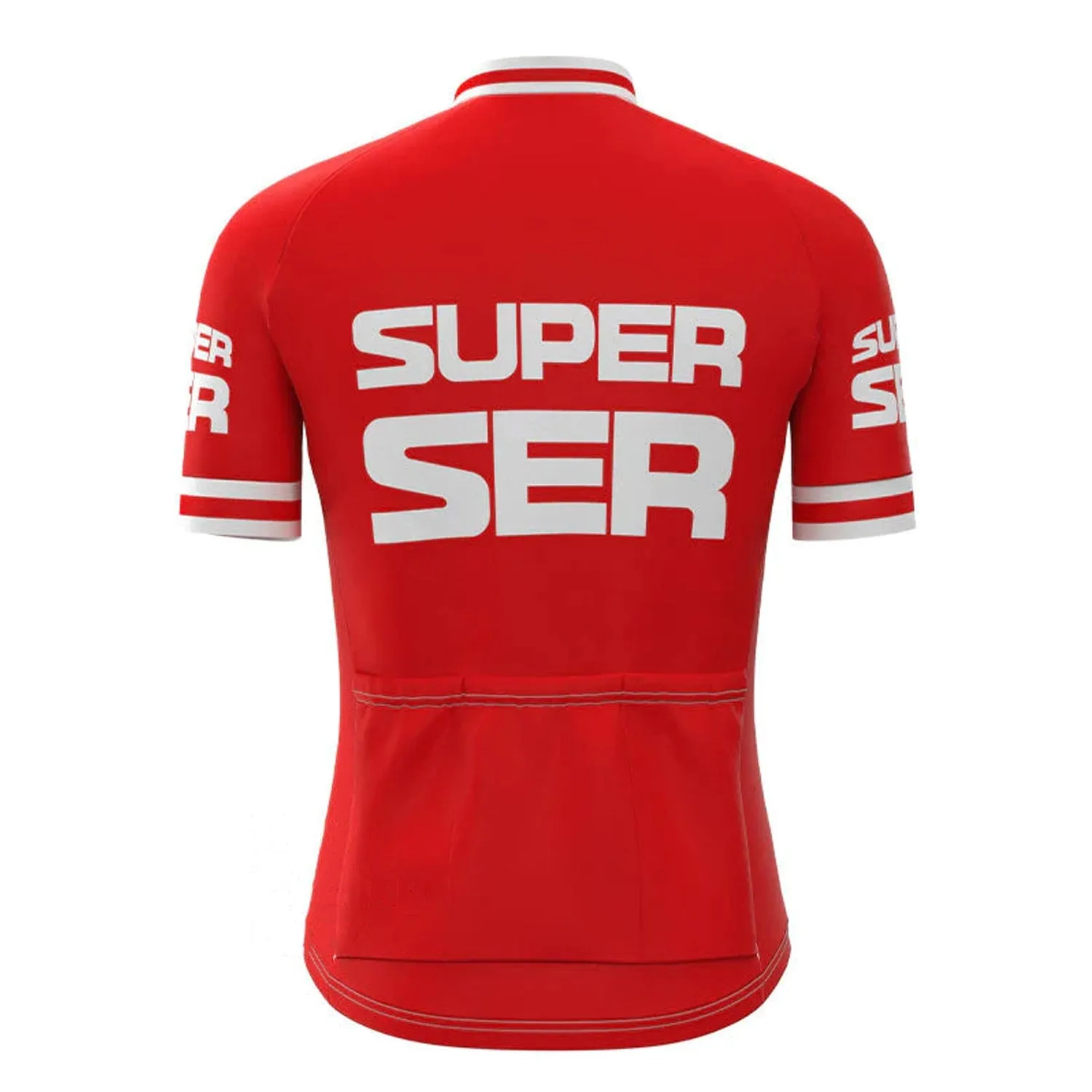 Super Ser Red Vintage Short Sleeve Cycling Jersey Top