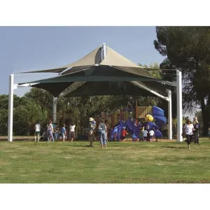 Super Span Pyramid Multi-Level Multi-Panel Shade Structure