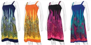 Swimwear Ladies Cover-up Peacock Feather Strap Tube Top Cover-up & Dress