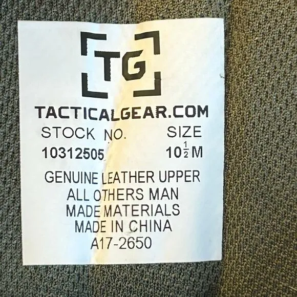Tactical Gear Mens Response Gear Tactical Footwear Gray Green Lace Up Size 10.5