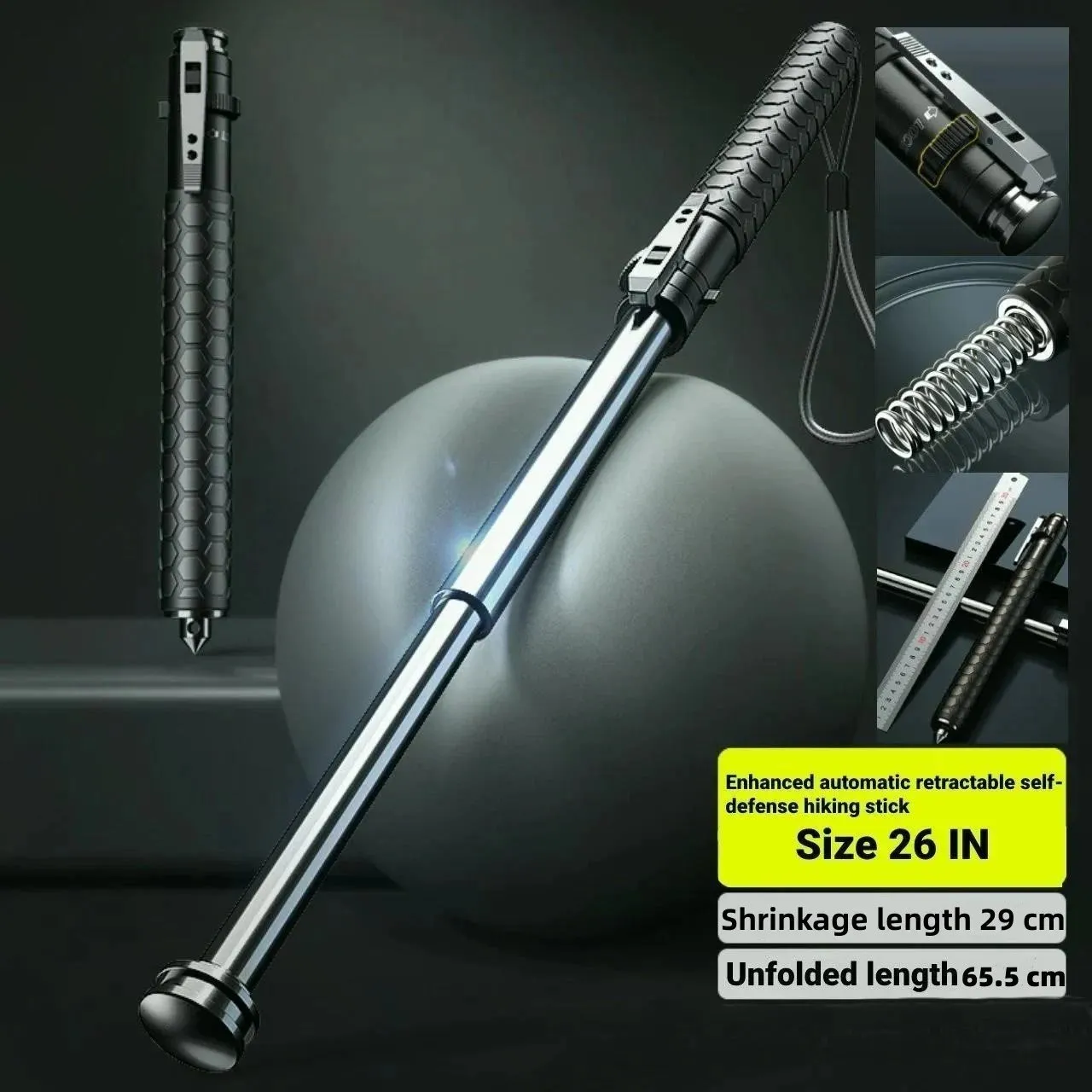 TactiHike  |Enhanced Automatic Retractable Self-Defense Hiking Stick