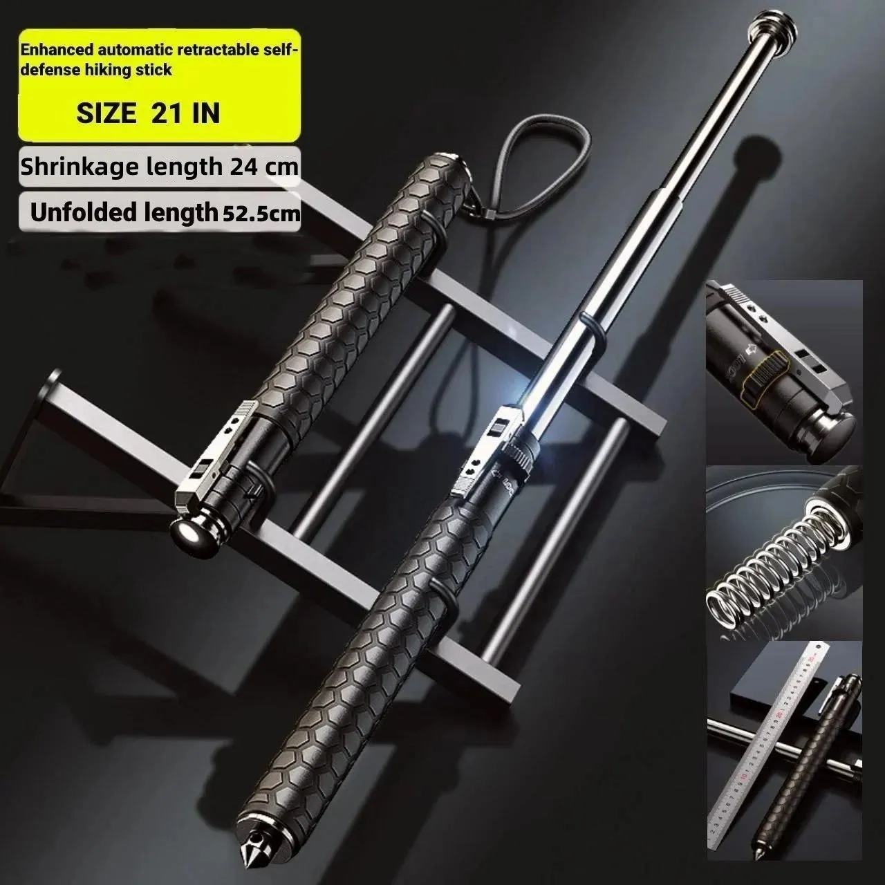 TactiHike  |Enhanced Automatic Retractable Self-Defense Hiking Stick
