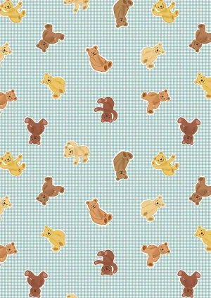 Teddy Bear's Picnic A792-2 Teddy Bears on Duck Egg Blue