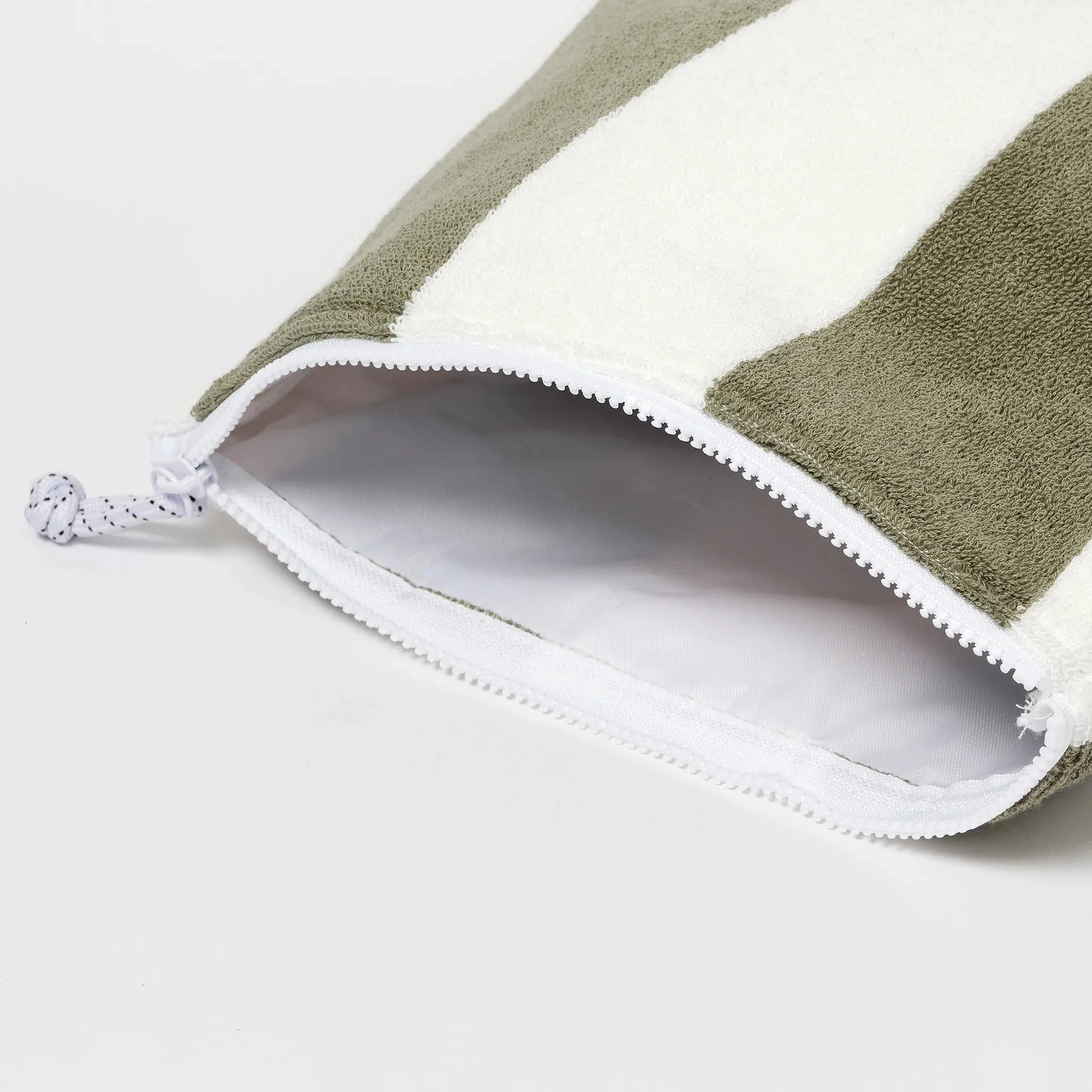 Terry Beach Pouch - Olive Stripe