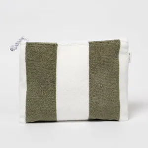 Terry Beach Pouch - Olive Stripe