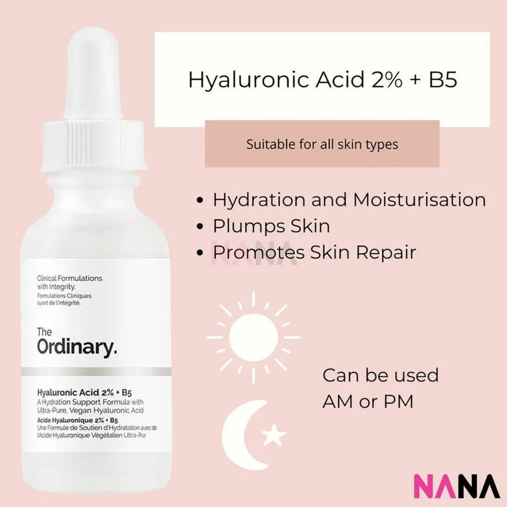 The Ordinary Hydration Bundle - Hyaluronic Acid 2%   B5 Serum 30ml   Natural Moisturizing Factors   HA Moisturizer 30ml