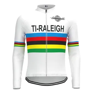TI Raleigh White Vintage Long Sleeve Cycling Jersey Top