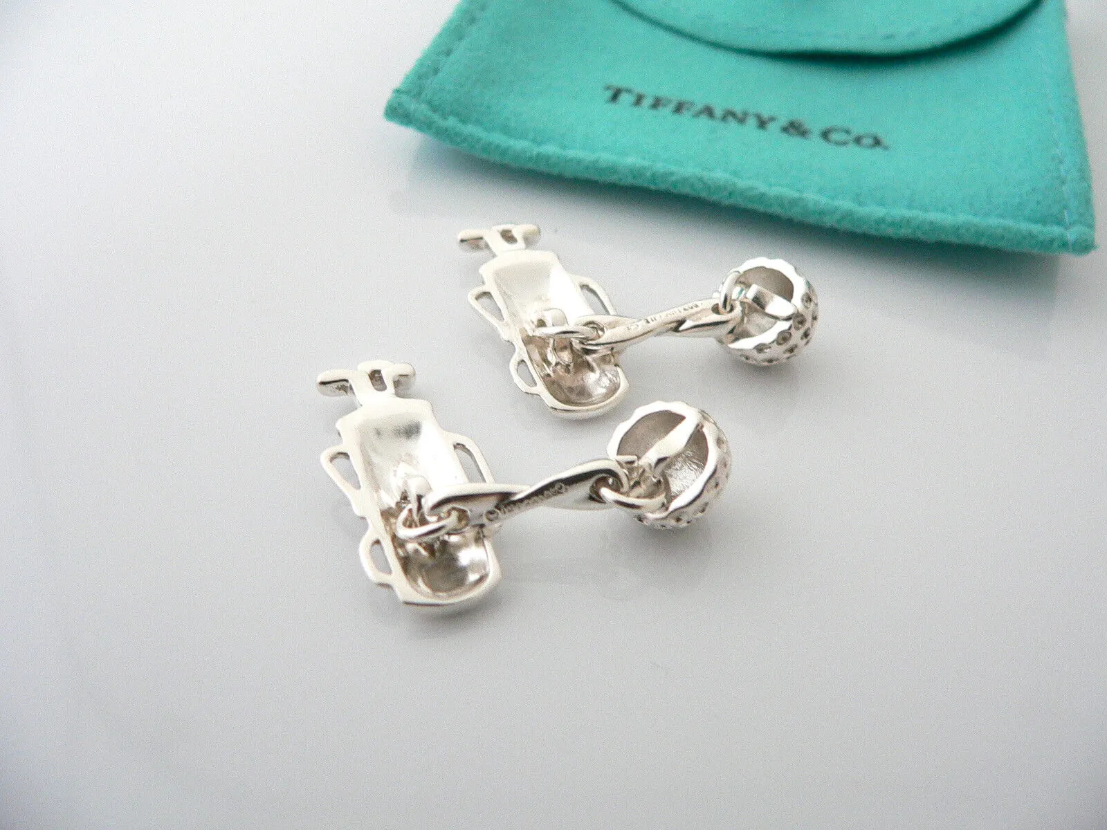 Tiffany & Co Golf Cuff Links Golf Ball Set Cuff Link Cufflink Gift Love Pouch