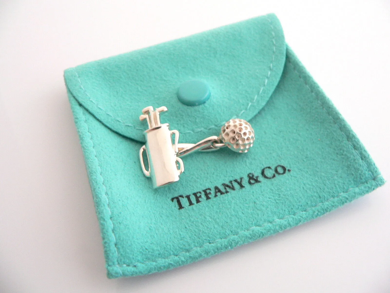 Tiffany & Co Golf Cuff Links Golf Ball Set Cuff Link Cufflink Gift Love Pouch