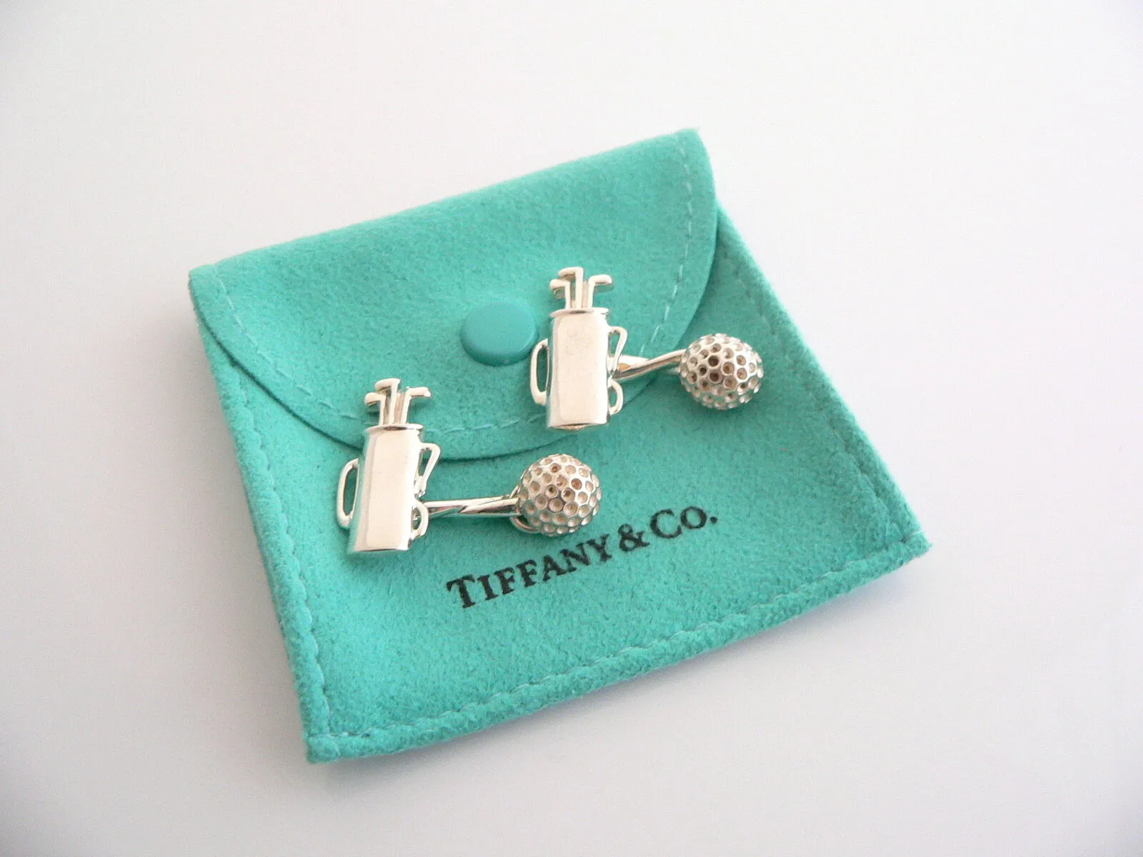 Tiffany & Co Golf Cuff Links Golf Ball Set Cuff Link Cufflink Gift Love Pouch