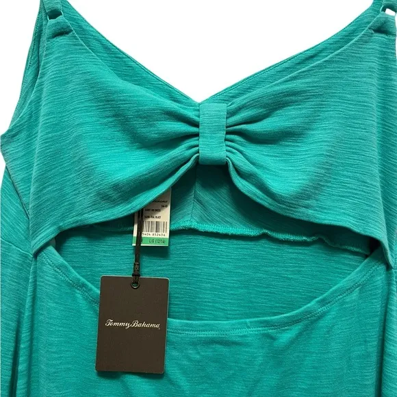 Tommy Bahama Aqua Green Sundress with Keyhole Bow Back. NWT. Large