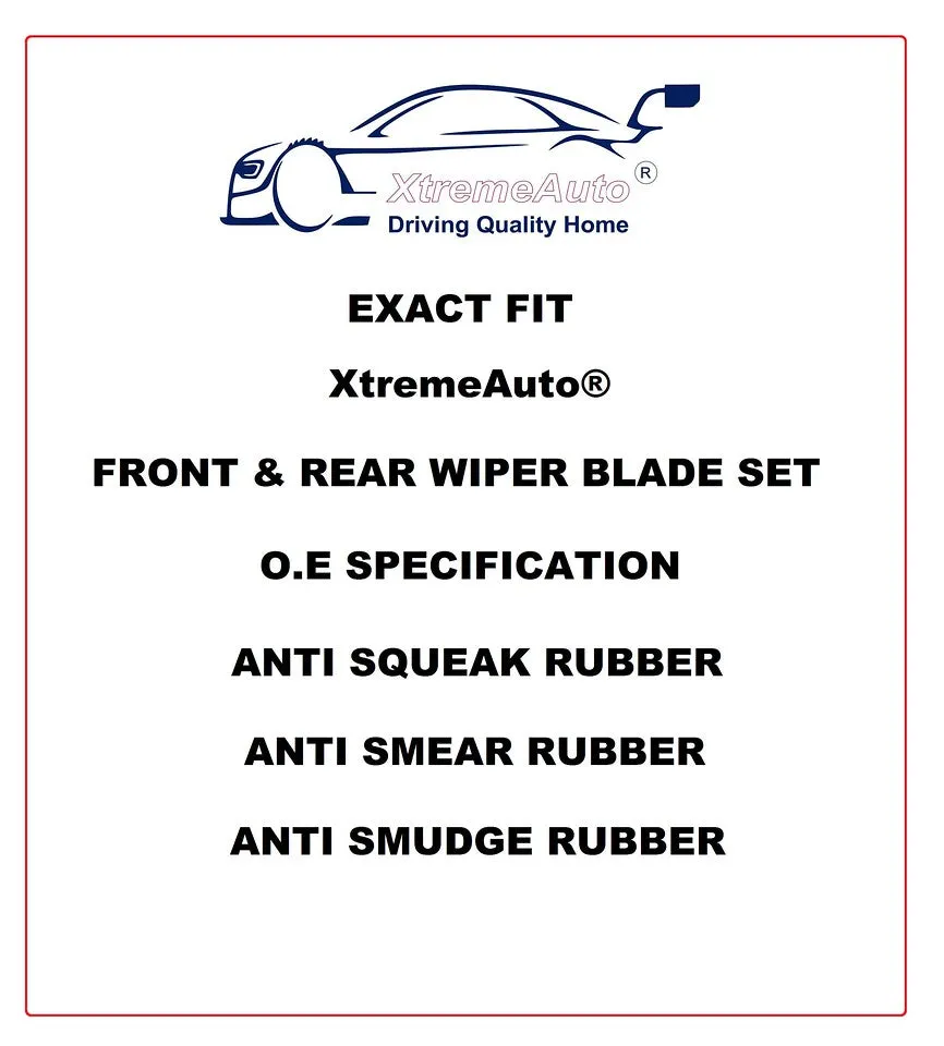 Toyota Picnic 2000-2001 Xtremeauto® Front/Rear Window Windscreen Replacement Wiper Blades