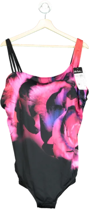 Ulla Popken Black/Pink Floral Swimsuit EU 62 UK XXXL
