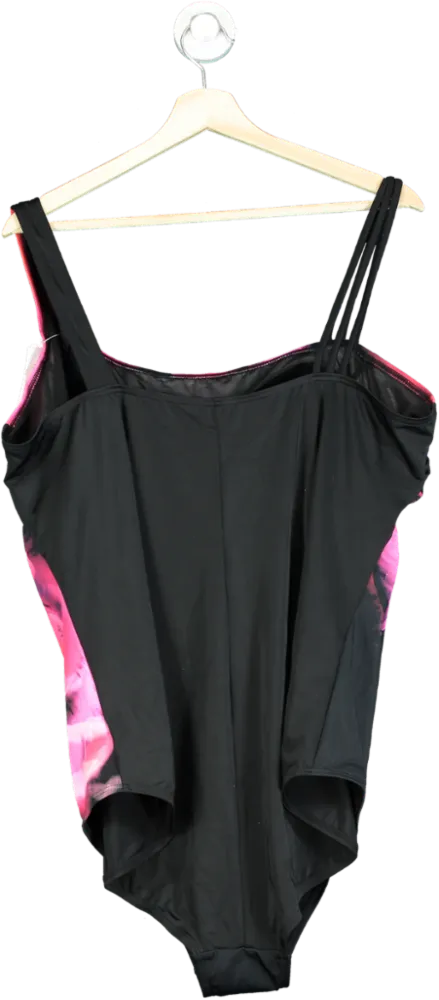 Ulla Popken Black/Pink Floral Swimsuit EU 62 UK XXXL