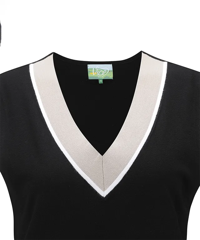 Vice Golf Atelier Women's V-Neck Sweater Vest - Black