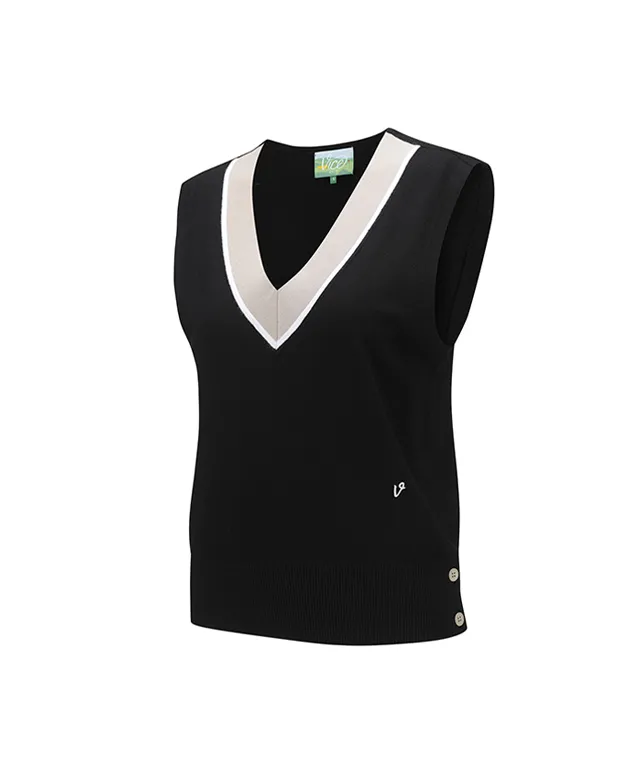 Vice Golf Atelier Women's V-Neck Sweater Vest - Black