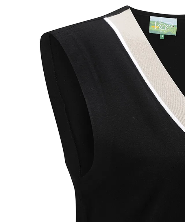 Vice Golf Atelier Women's V-Neck Sweater Vest - Black