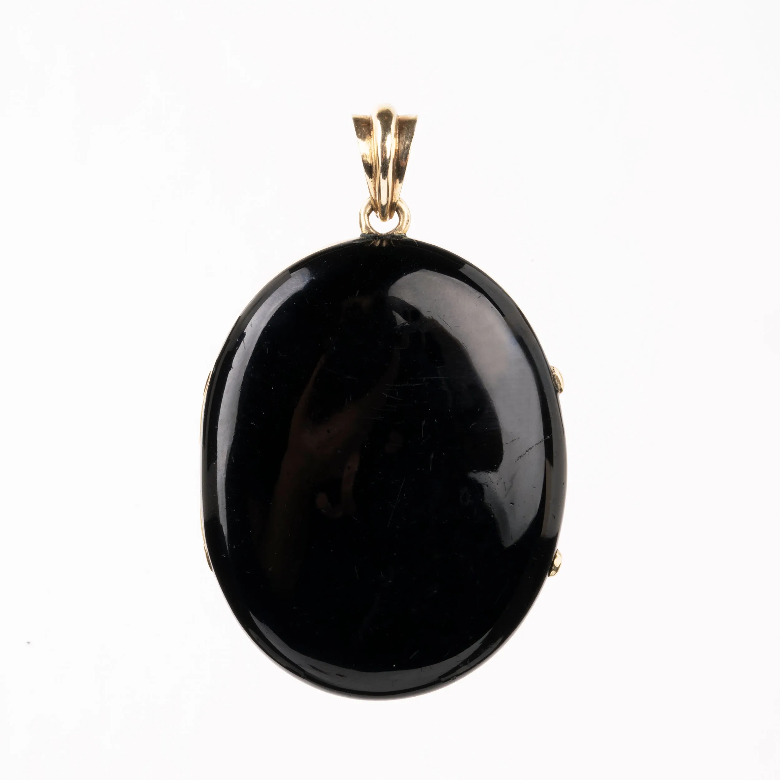 Victorian Era Black Enamel and Pearl Starburst Locket