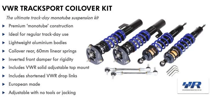 VWRacingLine TrackSport Coilover Kit (2 Way Adjustable) All MK5/6 Golf Platform IRS Models inc. 4wd