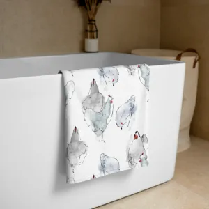 Watercolor Hens Towel