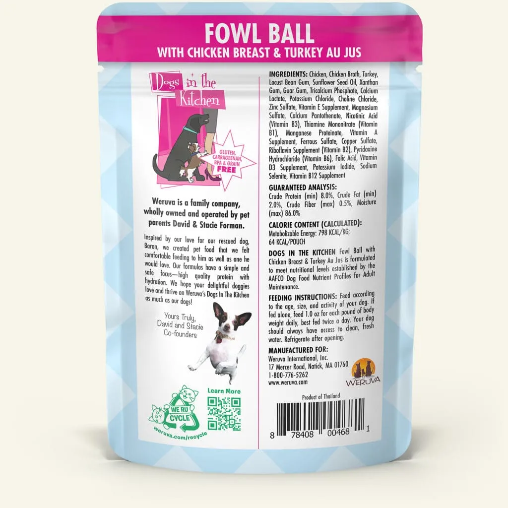 Weruva Dogs in the Kitchen, Fowl Ball with Chicken Breast & Turkey Au Jus Dog Food
