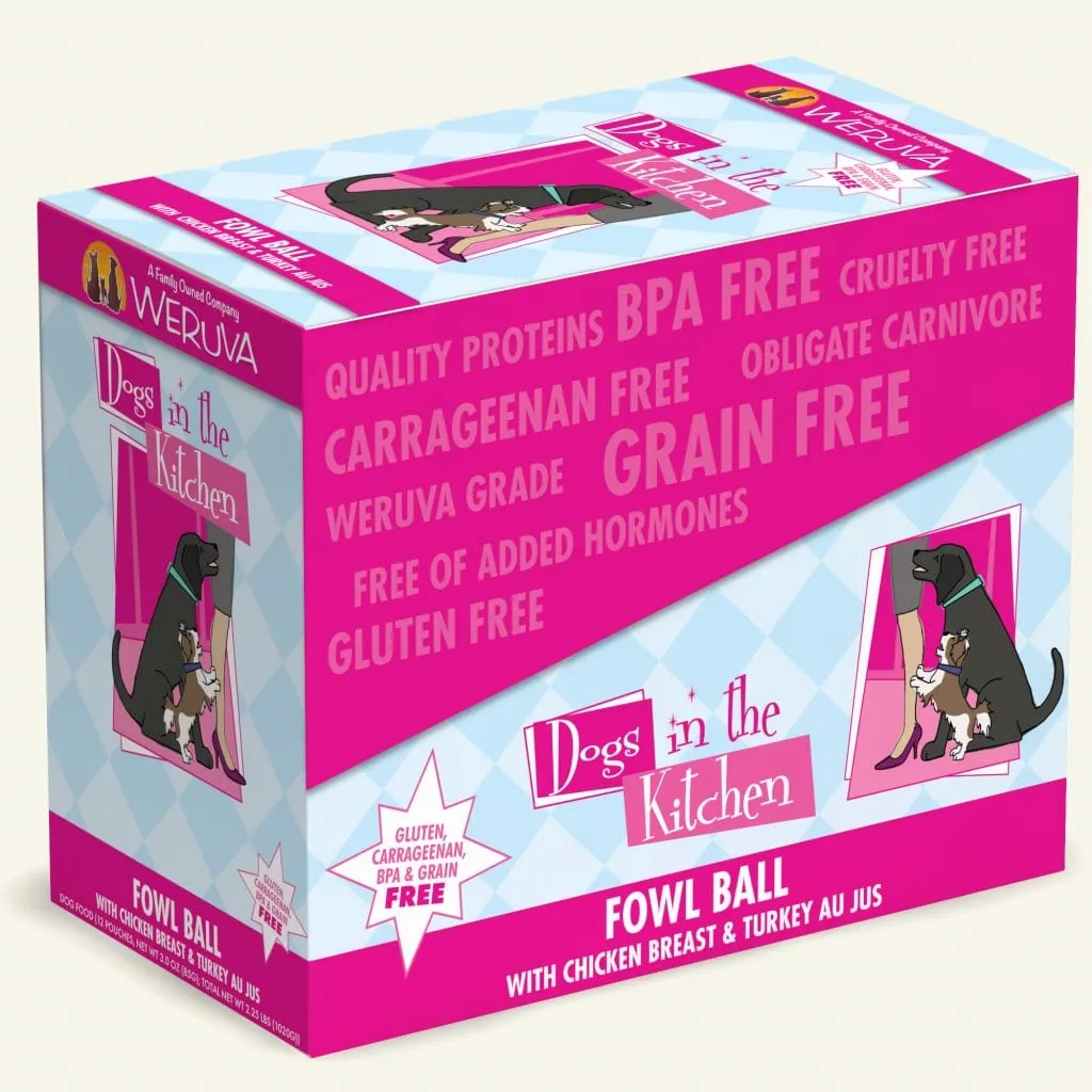 Weruva Dogs in the Kitchen, Fowl Ball with Chicken Breast & Turkey Au Jus Dog Food