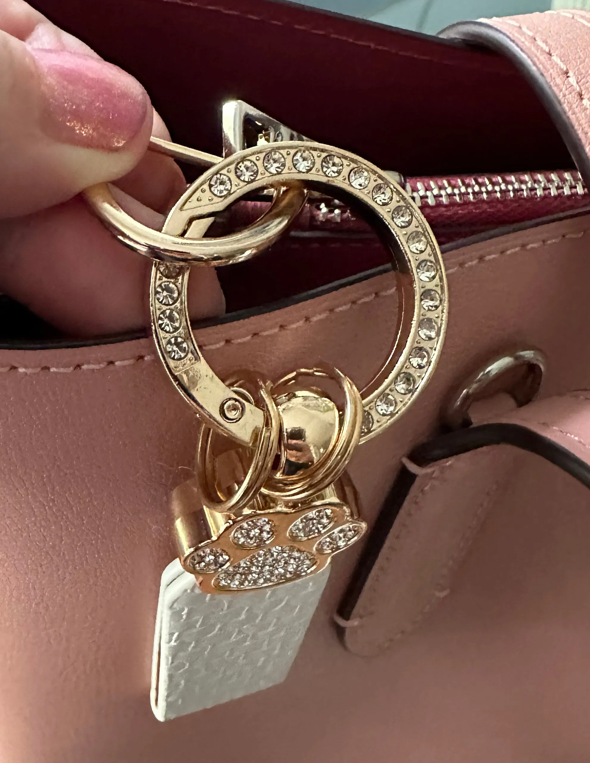 White With Rose Gold Pawprint Keychain
