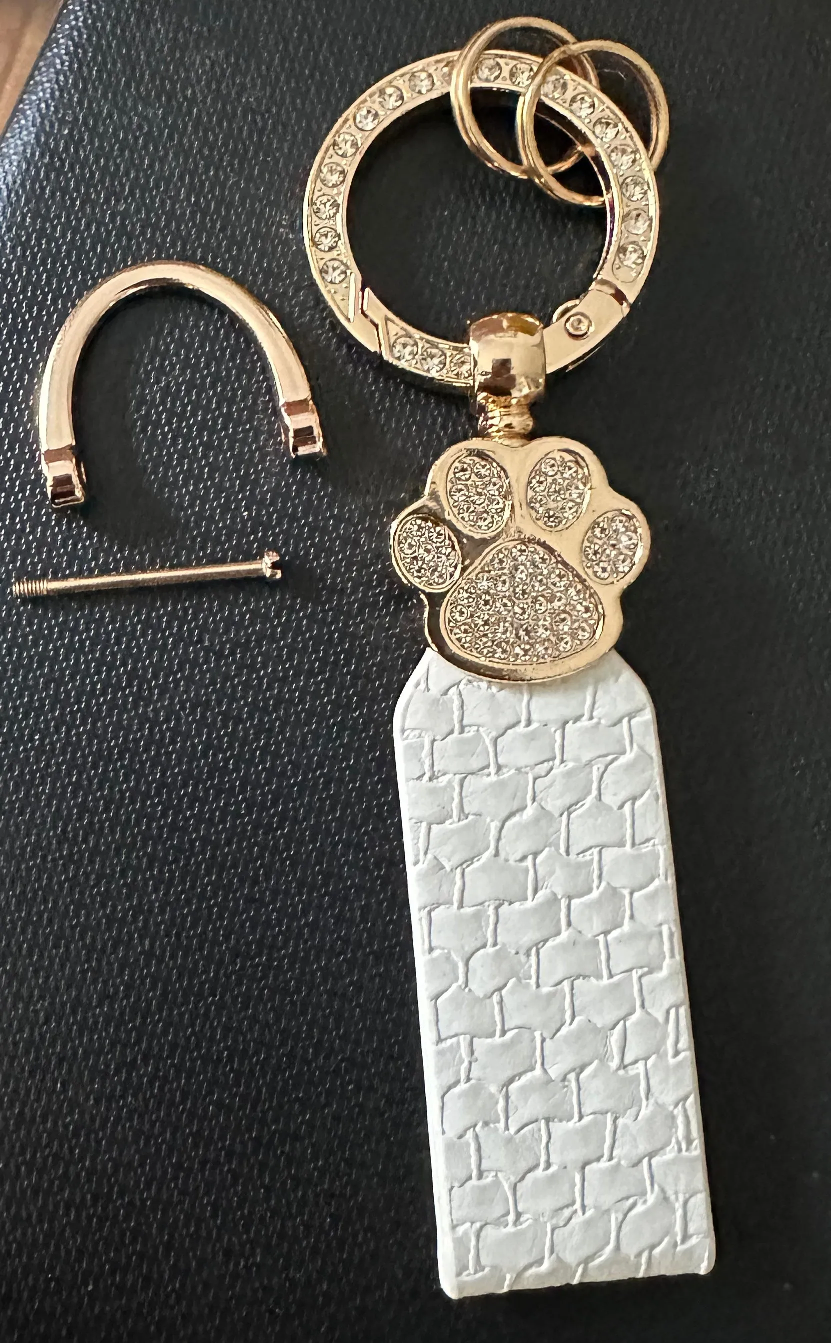 White With Rose Gold Pawprint Keychain