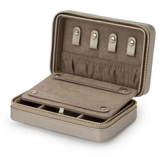 WOLF Palermo Cream Pewter Jewelry Zip Case
