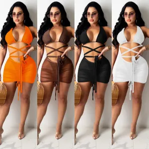 Women's Beach Swimsuit Strap Slim Fit Set